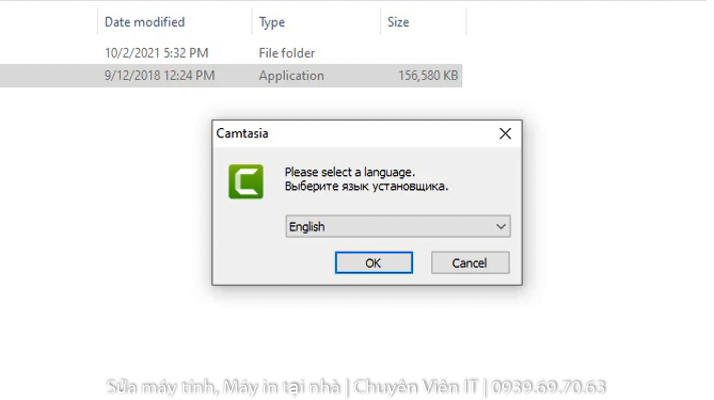 Chọn ngôn ngữ là tiếng anh sau đó nhấn OK