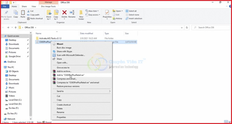 Chạy file Extract để giải nén phần mềm Office 365