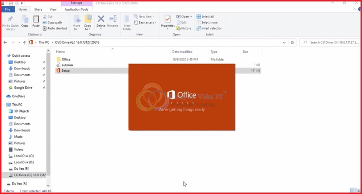 Click vào “Set up” và cài đặt phần mềm Office 365