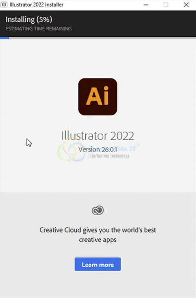 Đợi phần mềm Adobe Illustrator 2022 cài đặt hoàn tất