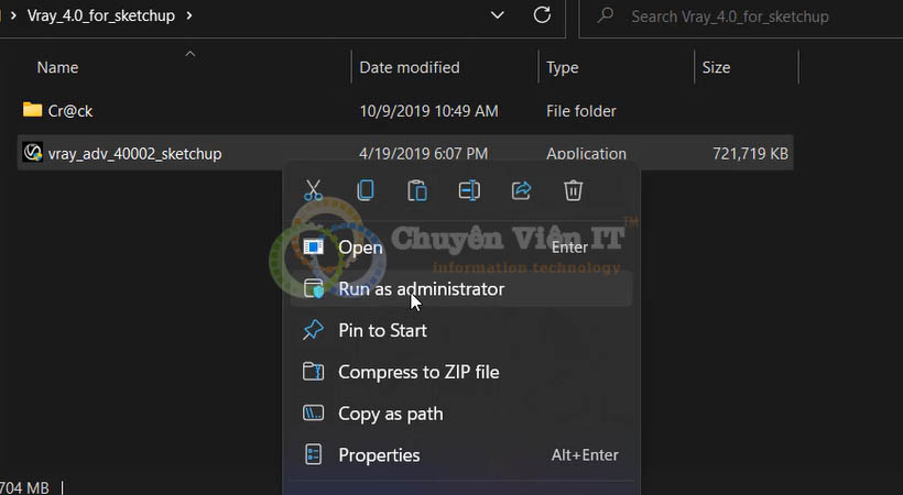 Chạy File Vray 4 for SketchUp 2016.