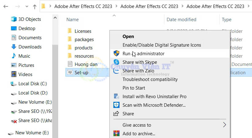 Chạy file cài đặt