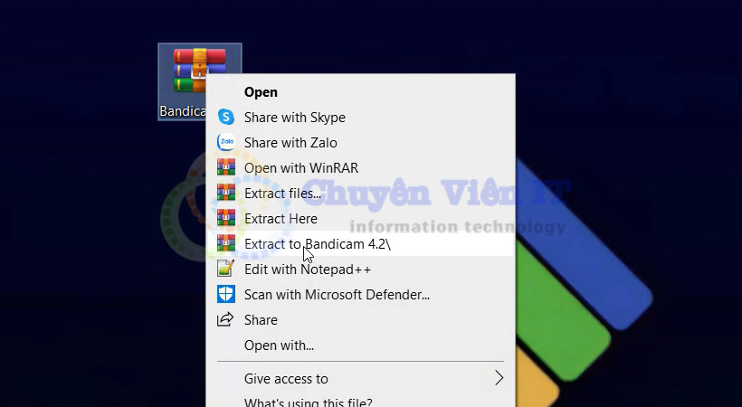 giải nén phần mềm Bandicam 4.2.