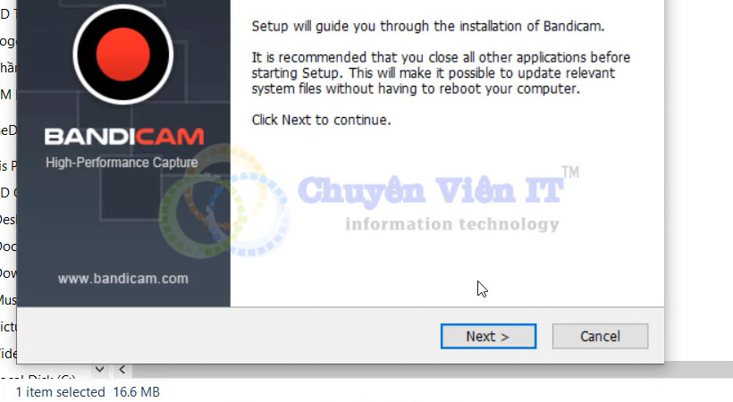 Tiến hành chọn Next. Bandicam 4.2.