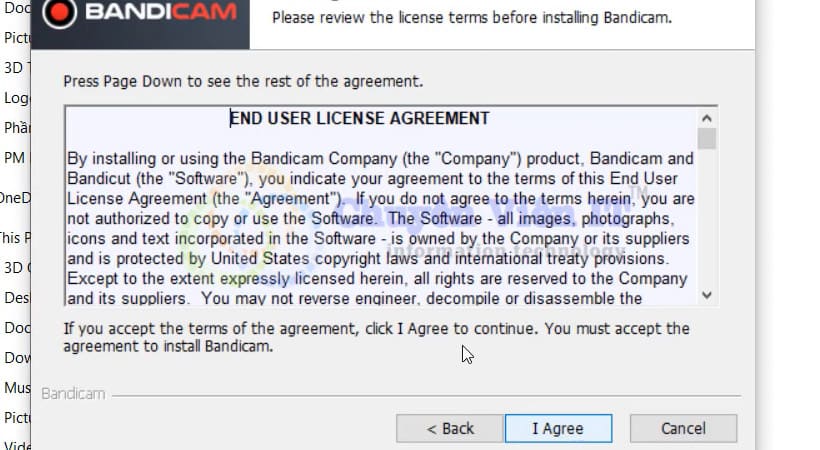 Tiến hành chọn Agree. Bandicam 4.2