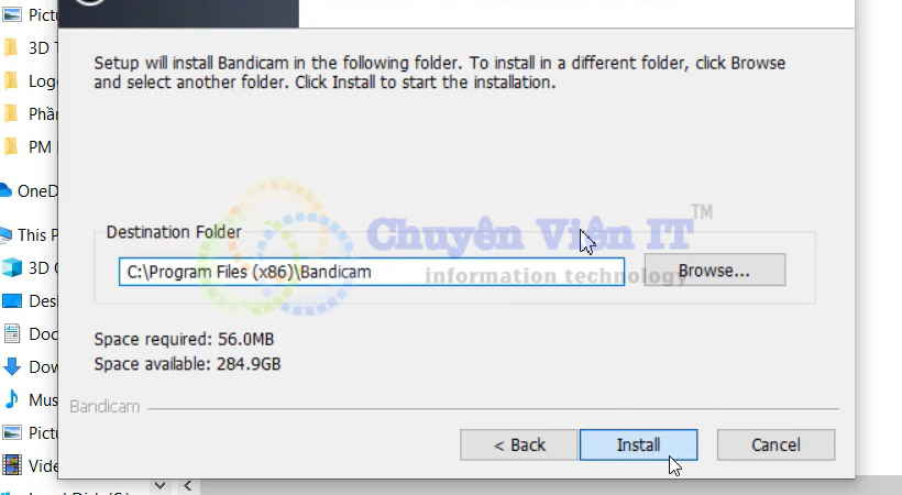 Tiếp theo chọn Install Bandicam 4.2.