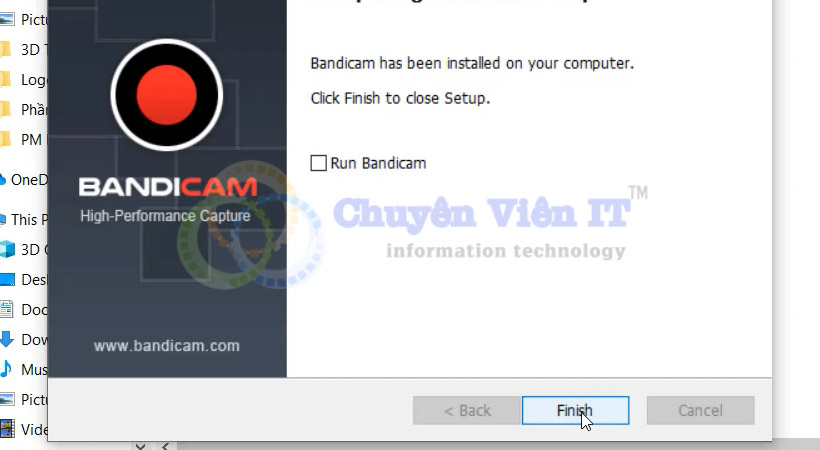 Tiến hành chọn Finish.