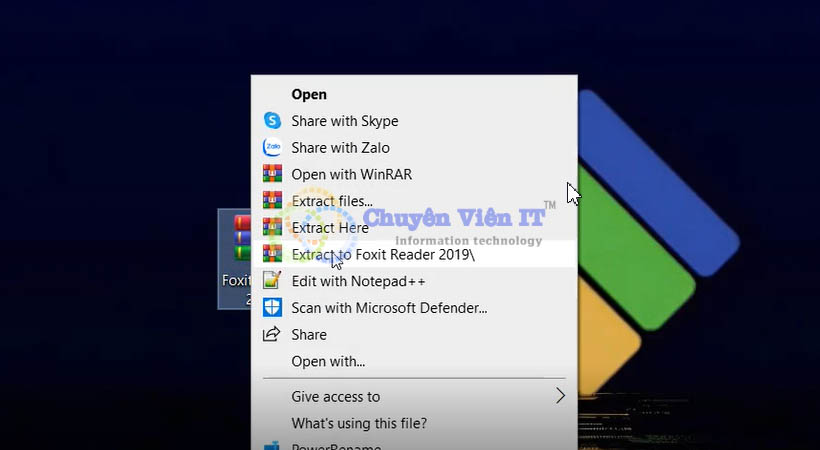 Giải nén File cài đặt Foxit Reader 2019