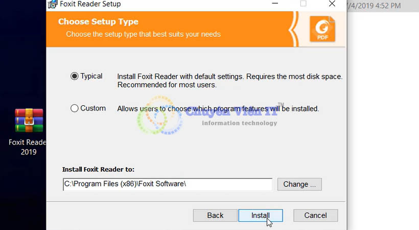 Chọn Install cài Foxit Reader 2019