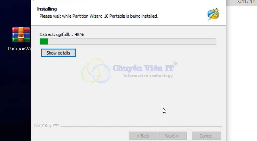 Chờ phần mềm được cài đặt