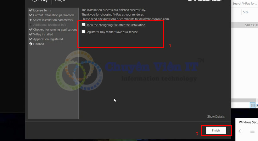 Tiến hành chọn như hình sau đó chọn Finish.