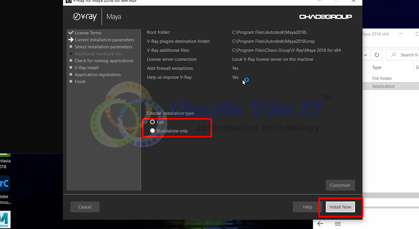 Tiến hành chọn như hình sau đó chọn Install Vray for Maya.