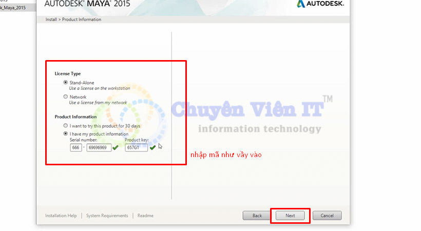 Tiến hành chọn Next. Maya 2015