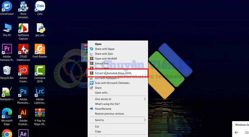 Giải nén file cài đặt phần mềm Maya 2016.