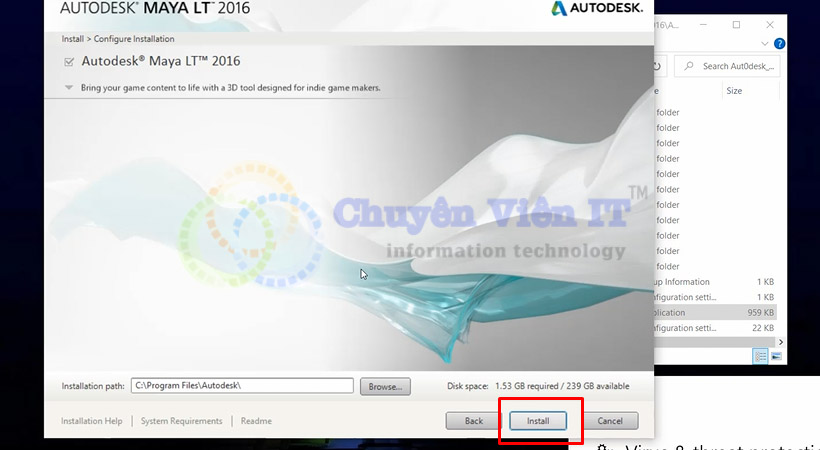 Tiến hành chọn Install Autodesk Maya 2016.