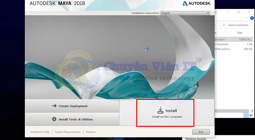 Tiến hành chọn Install Maya 2018.