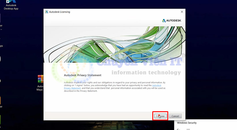 Chọn I Agree. Maya 2019 Hướng dẫn cài đặt phần mềm