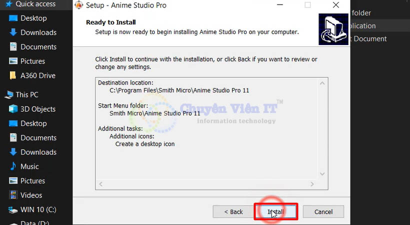 Chọn Install