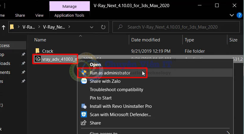 Chạy file cài đặt bằng quyền Admin