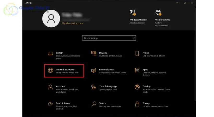 Cách xem địa chỉ Ip trên máy tính bằng Settings.
