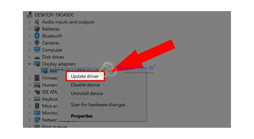 Chọn Update Driver.