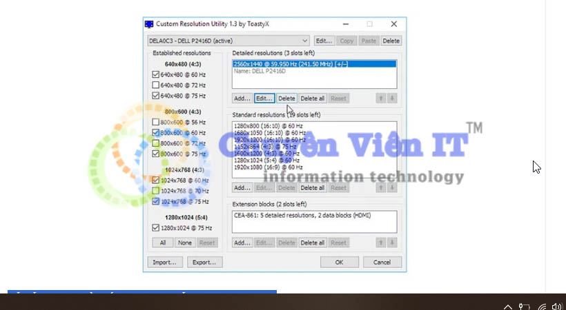 Thay đổi tần số quét 50 – 75Hz