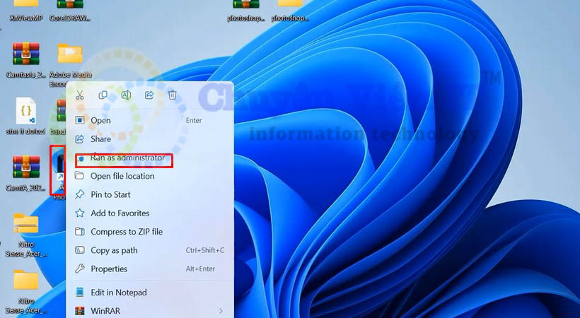 nháy chuột phải vào file và khởi chạy lại file
