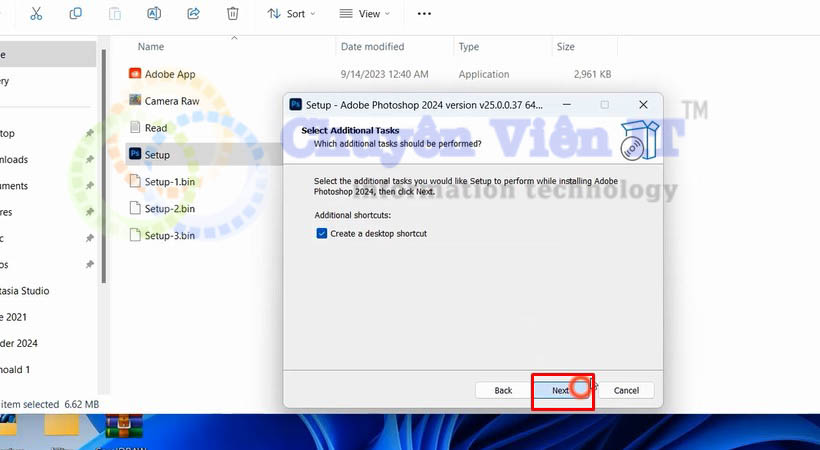 Tiếp tục chọn NEXT tải photoshop 2024