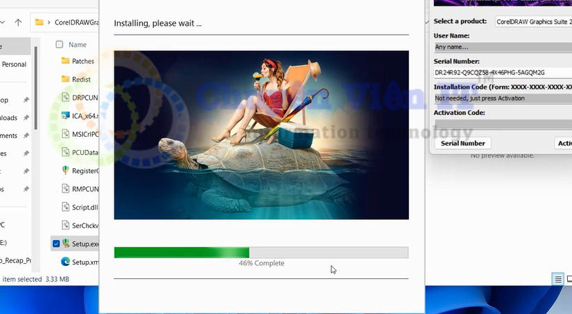 Đợi tải dữ liệu coreldraw 2023 về máy