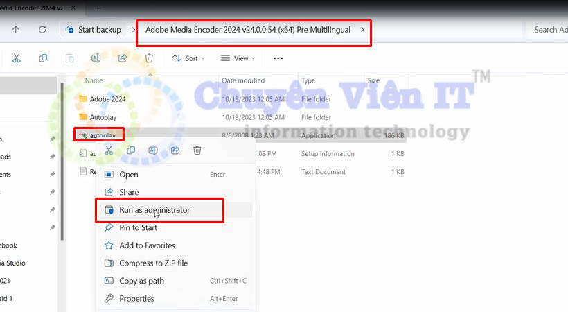 khởi chạy file download encoder 2024 vừa giải nén