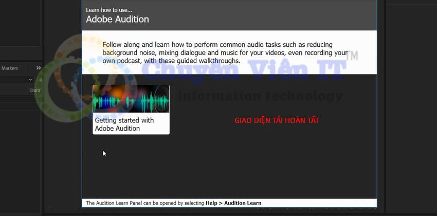 Giao diện sau khi tải xong adobe audition 2024